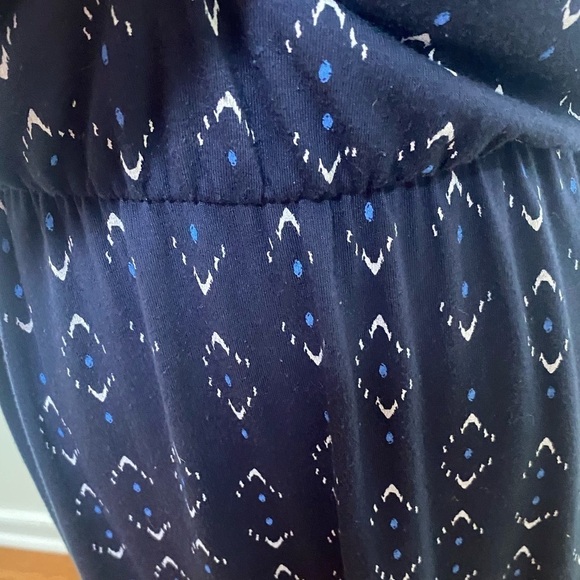 Boho BLUE & WHITE BLOUSON SCOOP NECK SLEEVELESS MAXI DRESS BY SONOMA SZ XS EUC - Picture 5 of 9